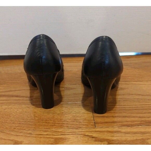 aerosoles Black Chunky Block Heel Penny Loafers Retro Y2K Goth Grunge Emo - Picture 3 of 7